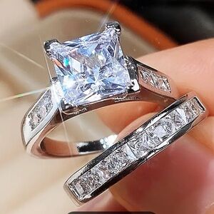 Silver Set, ring plus band.